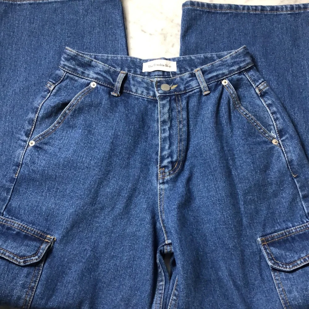 The Frankie Shop Blue Denim Cargo Jeans Wide leg Size S - Picture 4 of 13